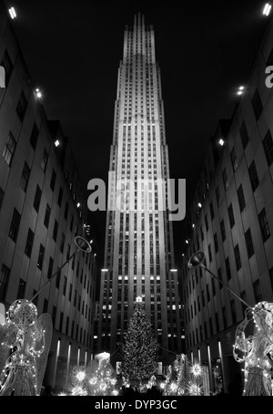 Rockefeller Building di notte new york city Foto Stock