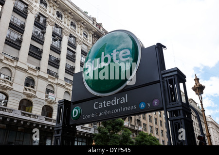 Buenos Aires metropolitana stazione subte catedral ingresso Argentina Foto Stock