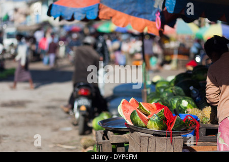 Angurie in stallo in Pyin U Lwin, Mandalay Regione, Myanmar (Birmania) Foto Stock