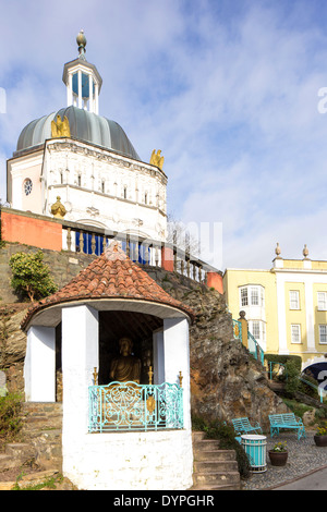 Portmeirion villaggio vicino Portmadoc, Galles del Nord, Regno Unito Foto Stock