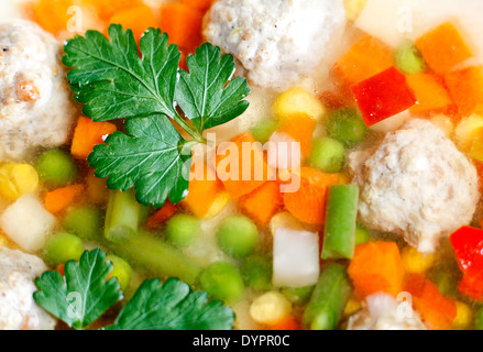 Zuppa di polpette di close-up Foto Stock