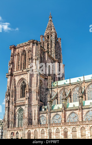 Famosa Cattedrale di Notre Dame de Strasbourg, Alsazia, Francia. Dettagli di architettura. Foto Stock