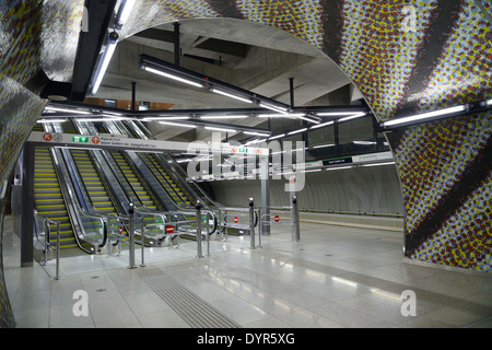 All'interno della linea 4 della metropolitana (Saint Gellert Square) a Budapest, Ungheria Foto Stock