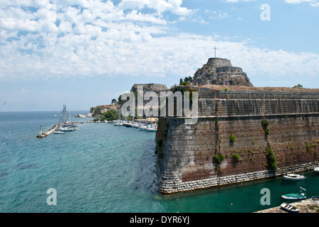 Vista della vecchia fortezza veneziana di Corfù Foto Stock