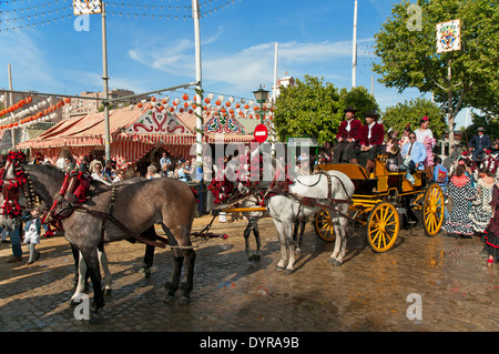 Fiera di Aprile, carrozza, Siviglia, regione dell'Andalusia, Spagna, Europa Foto Stock