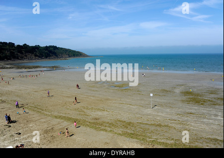 Binic spiaggia vicino Saint-Brieuc,Cotes-d'Armor,Bretagne,Brittany,Francia Foto Stock