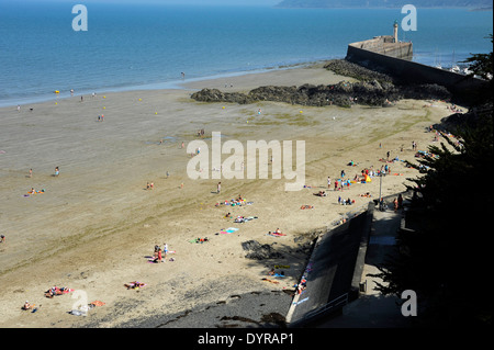 Binic beach a bassa marea,vicino a Saint-Brieuc, jetée de Penthièvre, Cotes-d'Armor,Bretagne,Brittany,Francia Foto Stock