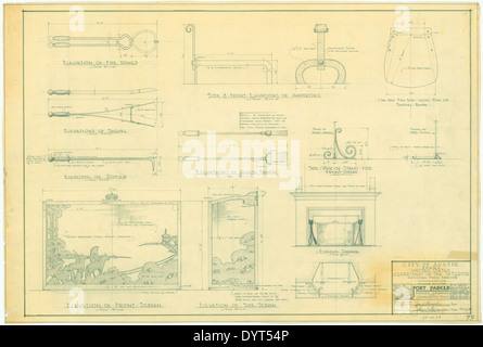 Fort Parker parco dello stato - Camino accessori per combinazione edificio - SP.44 079 Foto Stock