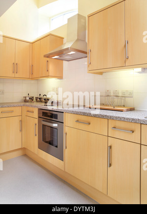 Cucina moderna con legno chiaro di unità, Johnsons Place, Londra Foto Stock