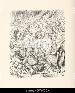 John Tenniel (1820-1914) illustrazione da Lewis Carroll 'Attraverso l' Looking-Glass pubblicato nel 1871. Soldati maldestri Foto Stock
