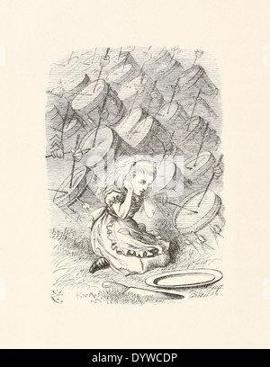 John Tenniel (1820-1914) illustrazione da Lewis Carroll 'Attraverso l' Looking-Glass pubblicato nel 1871. Alice rumore assordante. Foto Stock