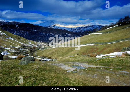 La luce del sole su Helvellyn Foto Stock