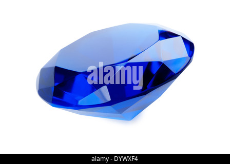 Gemma blu su sfondo bianco Foto Stock
