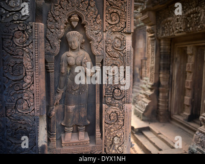 Il Banteay Srei tempio indù dedicato a Shiva. Siem Reap, Cambogia Foto Stock