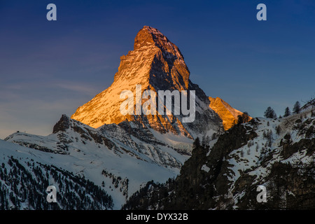 Il Cervino di sunrise, zermatt wallis o il Vallese, Svizzera Foto Stock