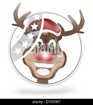 Paws Rudolf sorriso felice Natale Design Foto Stock