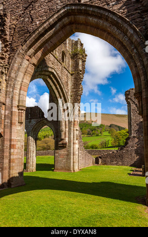 Rimane del XII secolo Llanthony Priory nella valle di Ewyas, Montagna Nera, Parco Nazionale di Brecon Beacons. Foto Stock