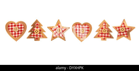 Natale Decorazione cuore, albero, stella isolato su sfondo bianco Foto Stock