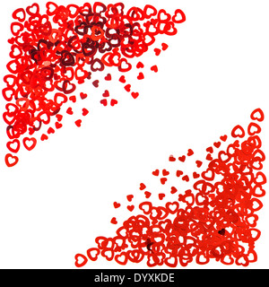 Rosso a forma di cuore coriandoli. festive il giorno di San Valentino sfondo Foto Stock