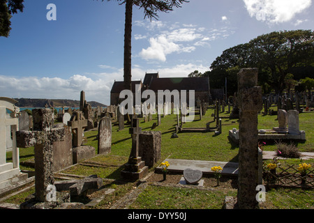 La Chiesa Parrocchiale di St Brelade con St Aubin sulla collina Foto Stock