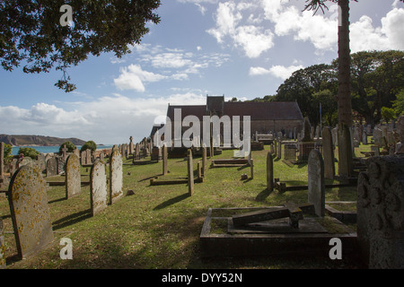 La Chiesa Parrocchiale di St Brelade con St Aubin sulla collina Foto Stock