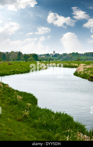 Meandro del fiume di acqua prato fiume Wensum Valley Swanton Morley England Regno Unito Foto Stock