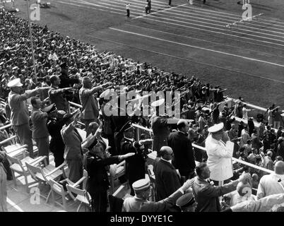 Adolf Hitler visita il Berlin stadion, 1936 Foto Stock