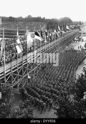 Tribune del partito nazista rally motivi, 1933 Foto Stock