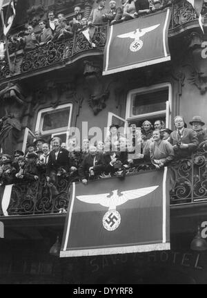 Occupazione della Renania: la visita di Adolf Hitler a Colonia Foto Stock