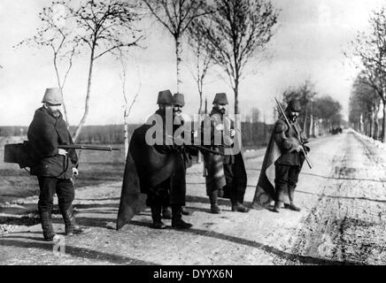 Il tedesco Landsturm patrol nella Prussia orientale, 1914 Foto Stock