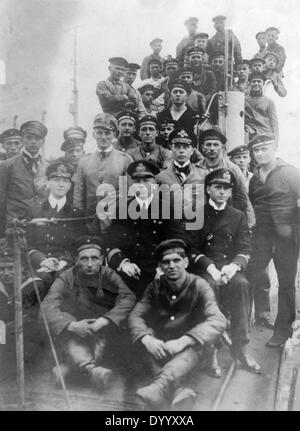 Equipaggio di un sommergibile tedesco, 1917 Foto Stock