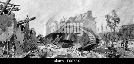 British attacco durante la battaglia della Somme, 1916 Foto Stock