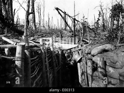 Trincea tedesca nei Vosgi durante la Prima Guerra Mondiale Foto Stock