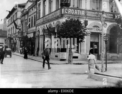 Luogo dell'assassinio dell'arciduca Francesco Ferdinando a Sarajevo, 1914 Foto Stock