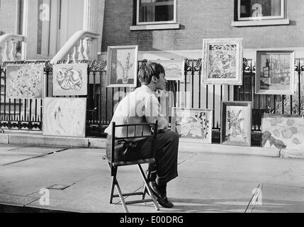 Un artista nel Greenwich Village Foto Stock