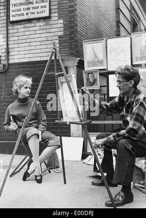 Un artista di strada in Greenwich Village Foto Stock