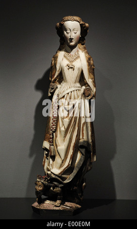 Maestro delle statue di Koudewater (attivo c. 1460-1480). Statua di Santa Barbara, c. 1470. Rijksmuseum. Amsterdam. Holland. Foto Stock