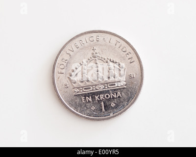 Una uno svedese krona coin. Foto Stock