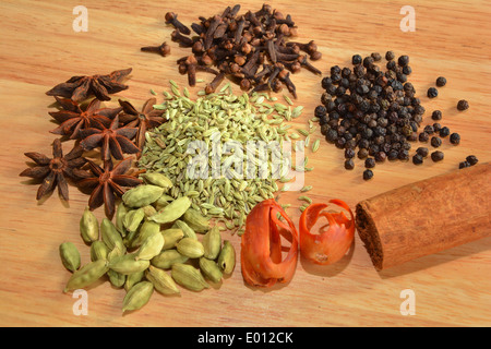 Assortimento di spezie del Kerala Foto Stock