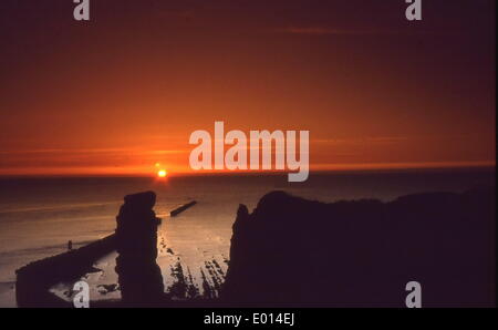 Tramonto e rocce di Helgoland, 1984 Foto Stock