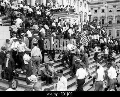 La crisi economica mondiale: Bonus dimostranti a Washington D.C., 1932 Foto Stock