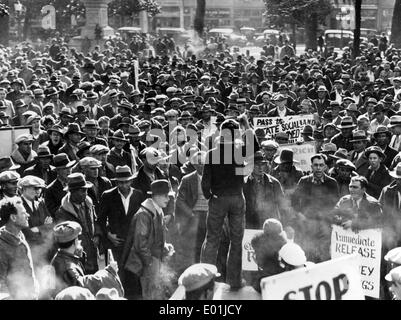 La crisi economica mondiale: fame dimostranti in California, 1933 Foto Stock