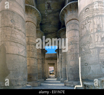 Ramesseum : il tempio funerario del faraone Ramses II il Grande(1303-1213 A.C. XIX dyn.). Il hypostyle hall. Foto Stock