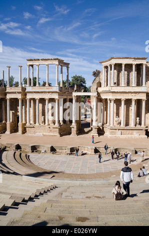 Teatro romano, Merida, Badajoz, Estremadura, Spagna, Europa Foto Stock