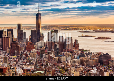 Vista aerea del Lower Manhattan Foto Stock