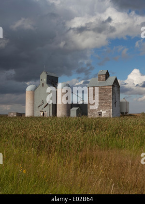 Elevatori della granella in Wolford, North Dakota Foto Stock