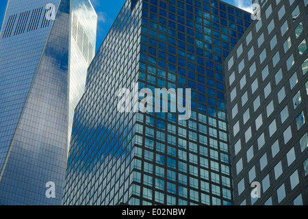 Moderni edifici per uffici, dal Quartiere Finanziario di Manhattan, New York Foto Stock