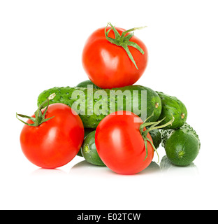 Pomodori rossi e verdi cetrioli Foto Stock