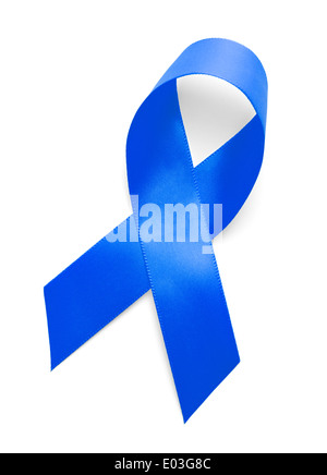 Blue Ribbon isolati su sfondo bianco. Foto Stock