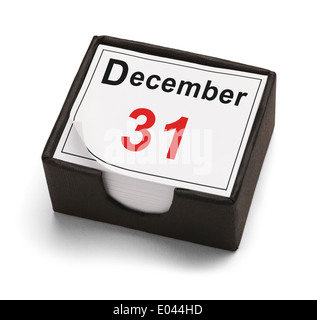 Il veglione di Capodanno del calendario, ultimo giorno dell'anno isolato su sfondo bianco. Foto Stock
